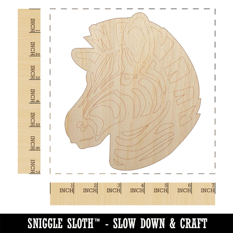 Striped Zebra Head Unfinished Wood Shape Piece Cutout for DIY Craft Projects