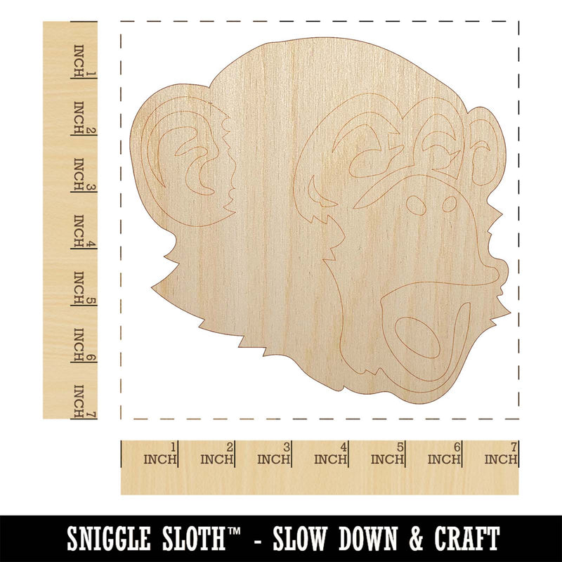 Surprised Chimpanzee Ape Head Monkey Unfinished Wood Shape Piece Cutout for DIY Craft Projects