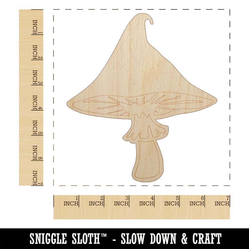 Whimsical Magical Wizard Cap Mushroom Fungi Unfinished Wood Shape Piece Cutout for DIY Craft Projects