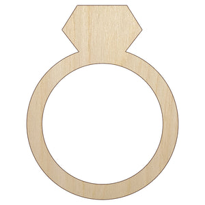 Diamond Ring Wedding Engagement Silhouette Unfinished Wood Shape Piece Cutout for DIY Craft Projects