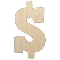 Dollar Sign Money Symbol Unfinished Wood Shape Piece Cutout for DIY Craft Projects