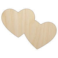 Double Heart Symbol Unfinished Wood Shape Piece Cutout for DIY Craft Projects