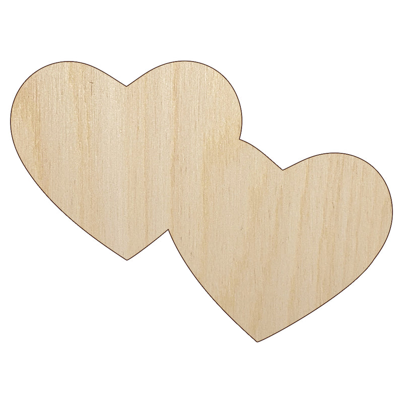 Double Heart Symbol Unfinished Wood Shape Piece Cutout for DIY Craft Projects