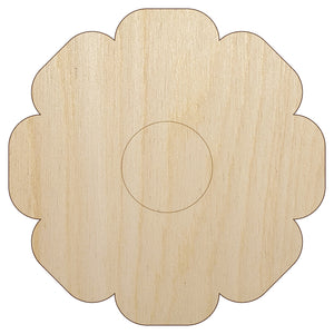 Flower Solid Unfinished Wood Shape Piece Cutout for DIY Craft Projects