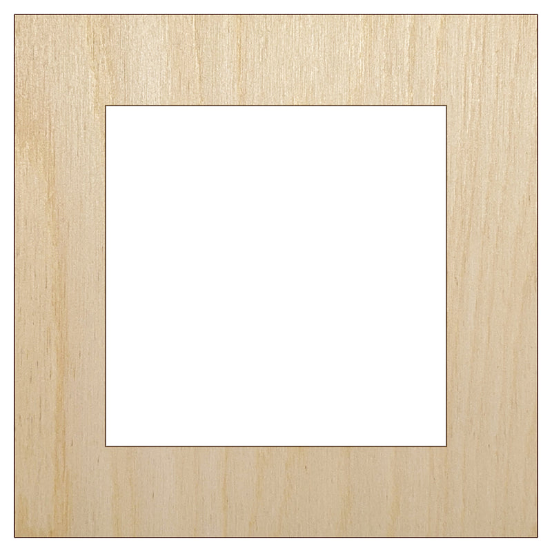 Square Box Frame Unfinished Wood Shape Piece Cutout for DIY Craft Projects