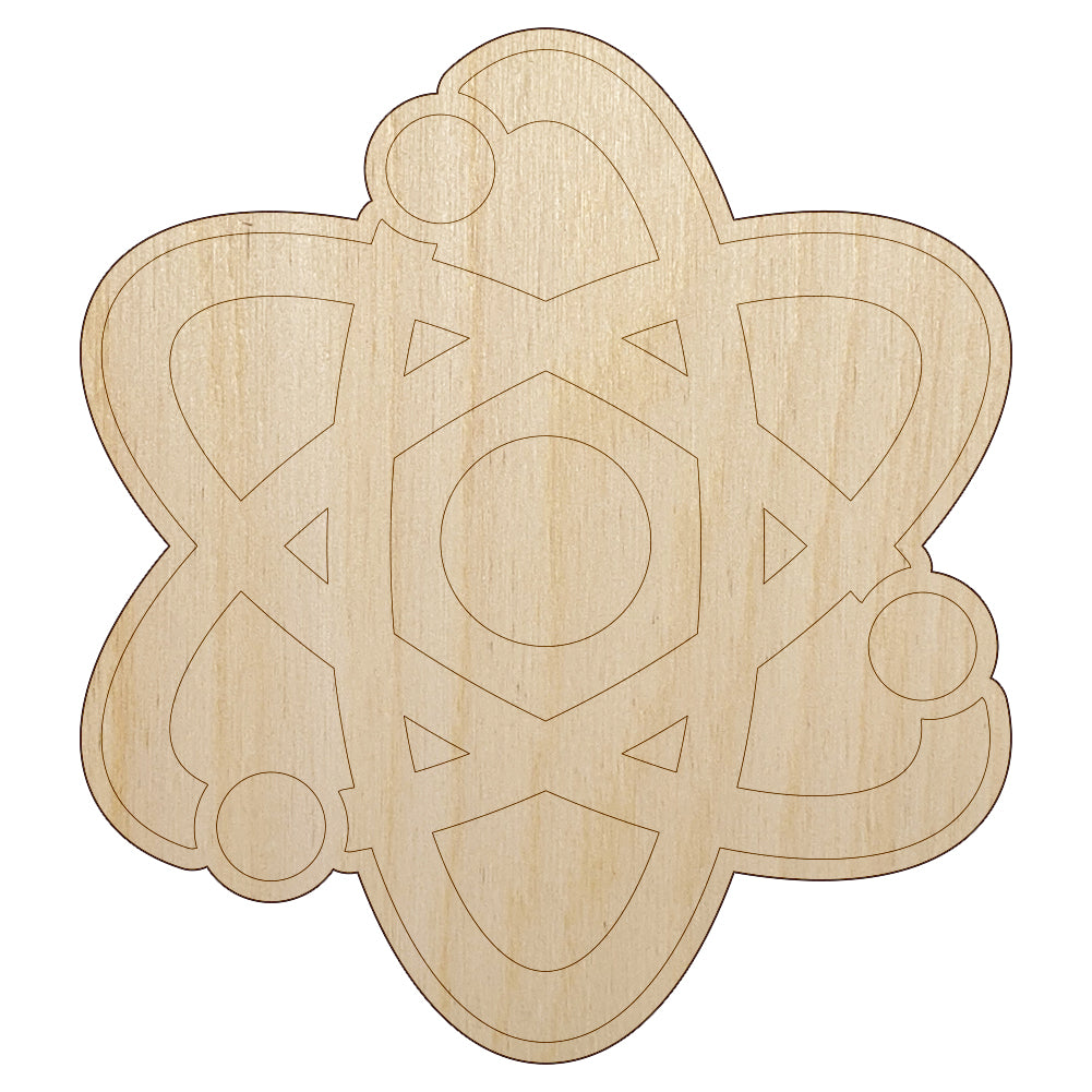 Atom Atomic Unfinished Wood Shape Piece Cutout for DIY Craft Projects