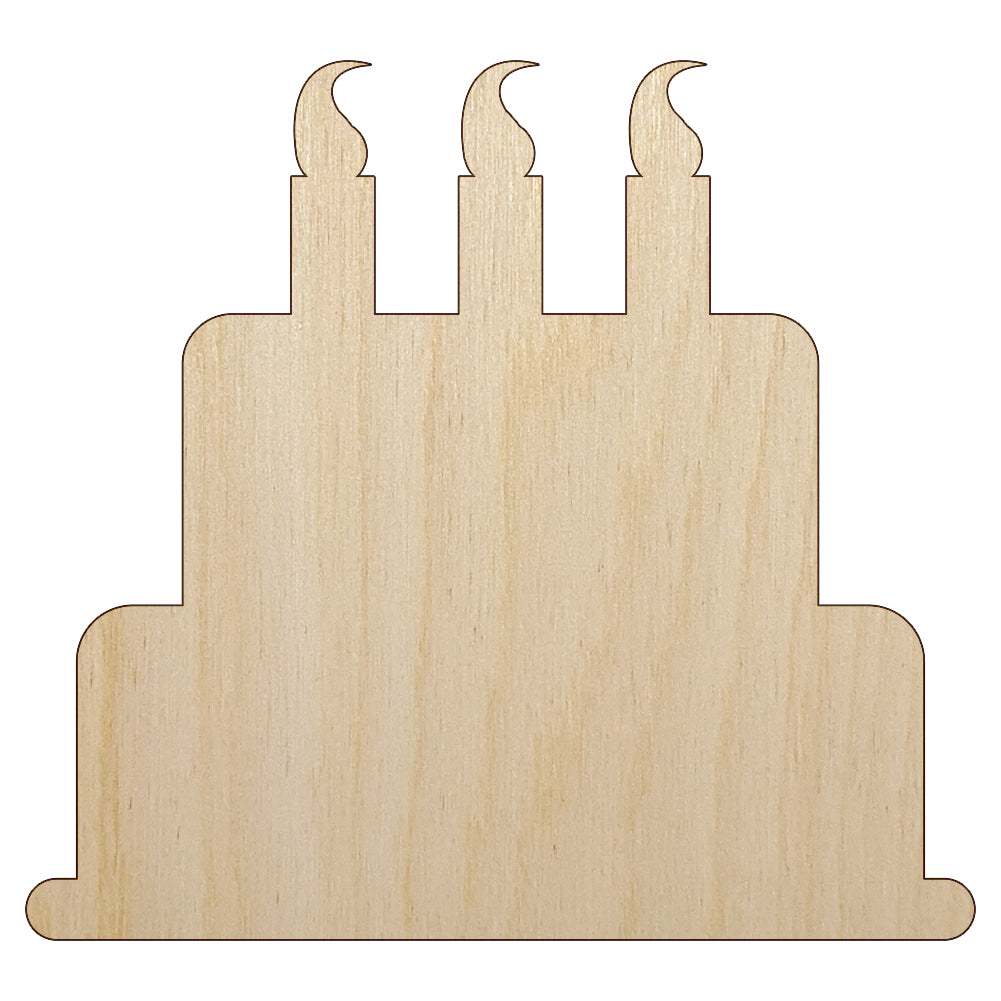 Birthday Cake Unfinished Wood Shape Piece Cutout for DIY Craft Projects