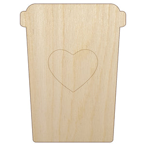 Coffee Cup Carafe with Heart Unfinished Wood Shape Piece Cutout for DIY Craft Projects