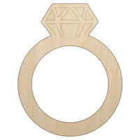 Diamond Ring Wedding Engagement Unfinished Wood Shape Piece Cutout for DIY Craft Projects