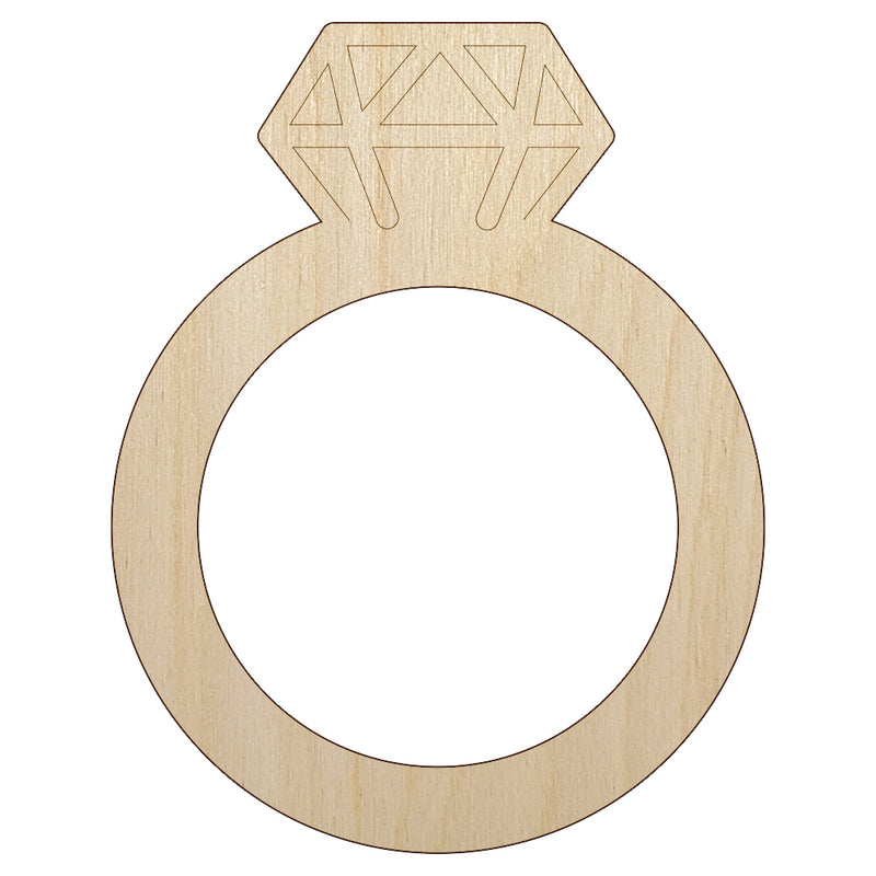 Diamond Ring Wedding Engagement Unfinished Wood Shape Piece Cutout for DIY Craft Projects