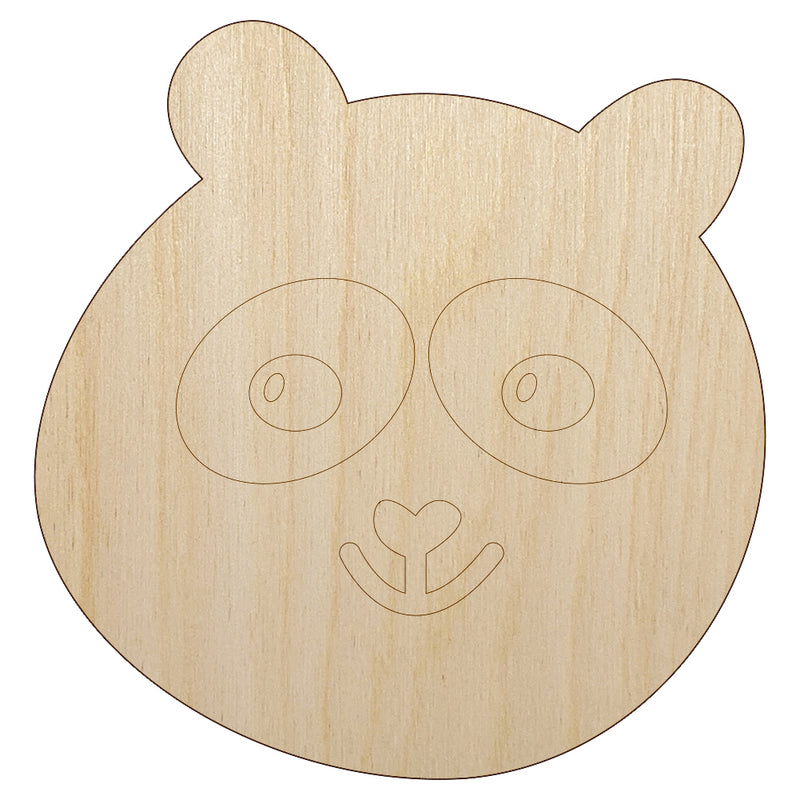 Happy Panda Face Unfinished Wood Shape Piece Cutout for DIY Craft Projects