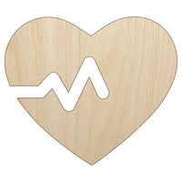 Heart Beat Unfinished Wood Shape Piece Cutout for DIY Craft Projects