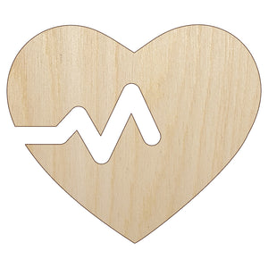 Heart Beat Unfinished Wood Shape Piece Cutout for DIY Craft Projects