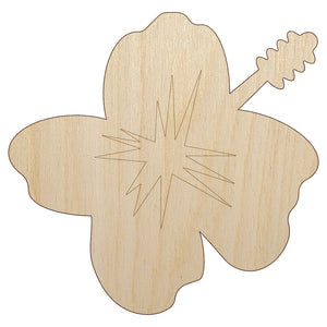 Hibiscus Hawaii Tropical Flower Unfinished Wood Shape Piece Cutout for DIY Craft Projects