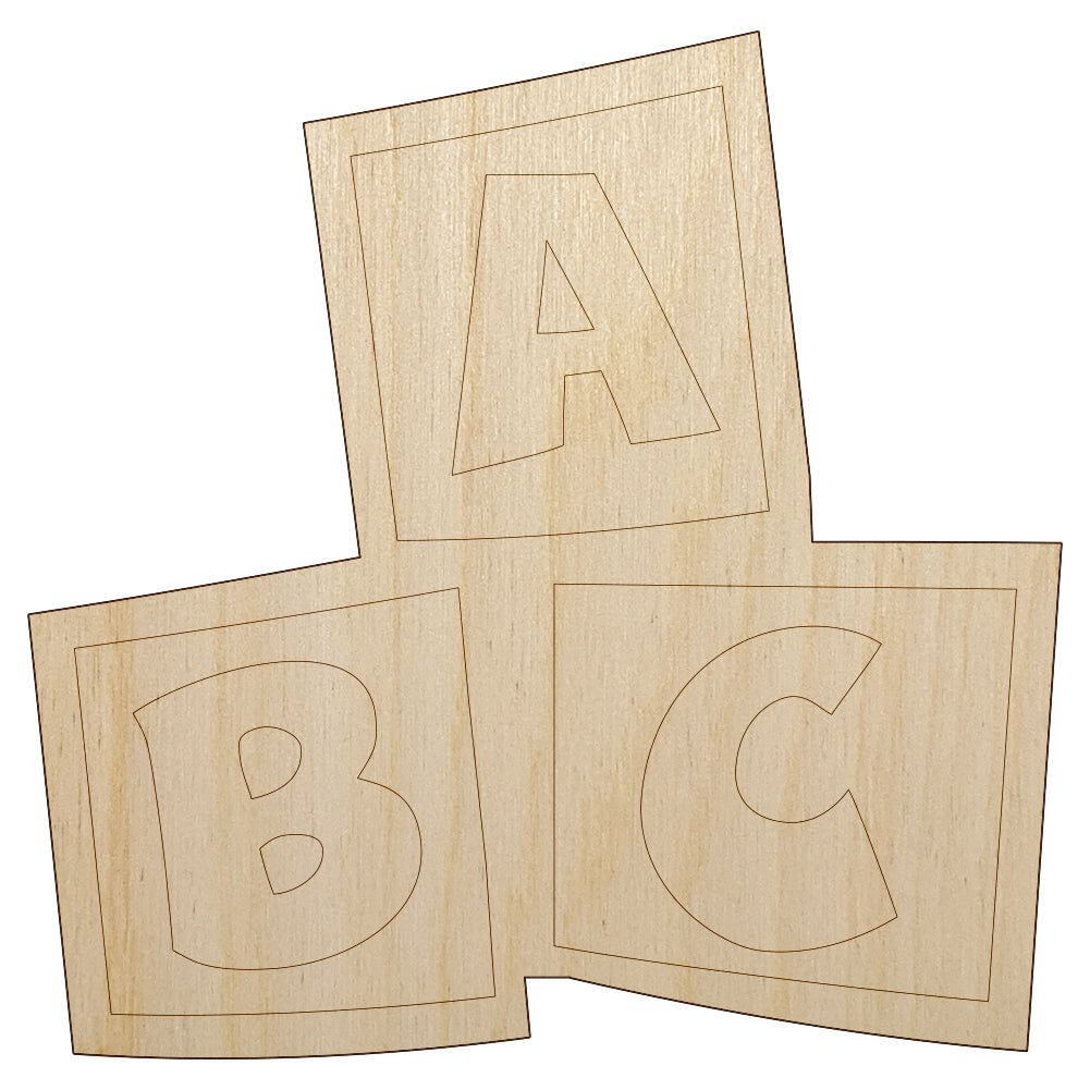 ABC Kids Baby Blocks Unfinished Wood Shape Piece Cutout for DIY Craft Projects