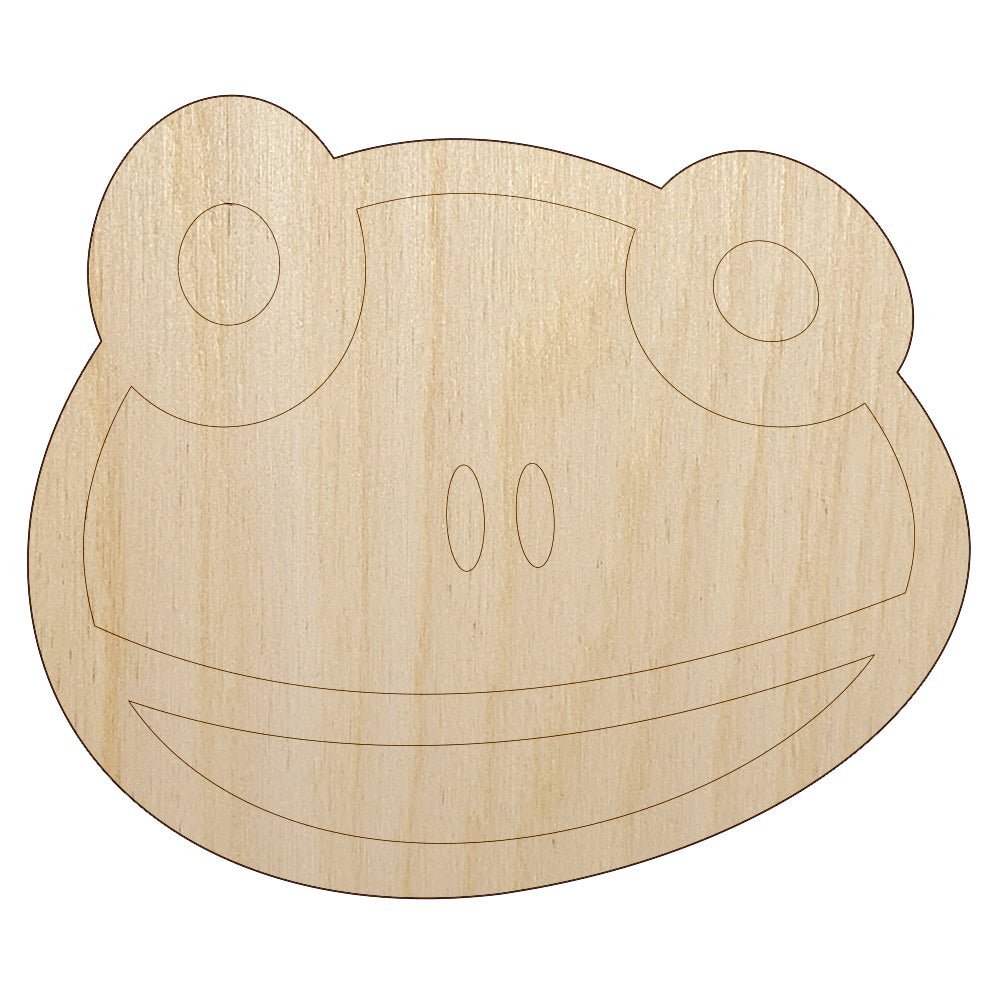 Cute Frog Face Unfinished Wood Shape Piece Cutout for DIY Craft Projects
