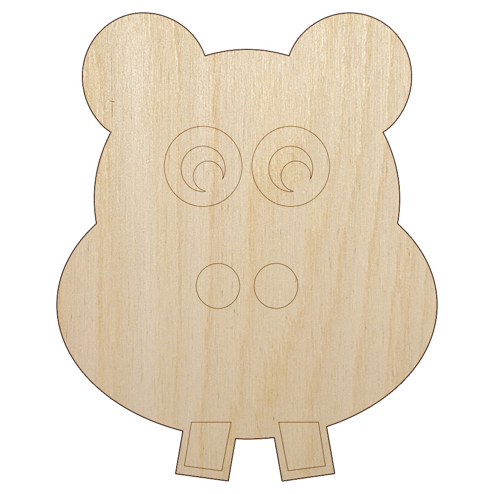 Cute Hippopotamus Face Unfinished Wood Shape Piece Cutout for DIY Craft Projects