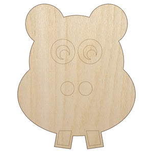 Cute Hippopotamus Face Unfinished Wood Shape Piece Cutout for DIY Craft Projects
