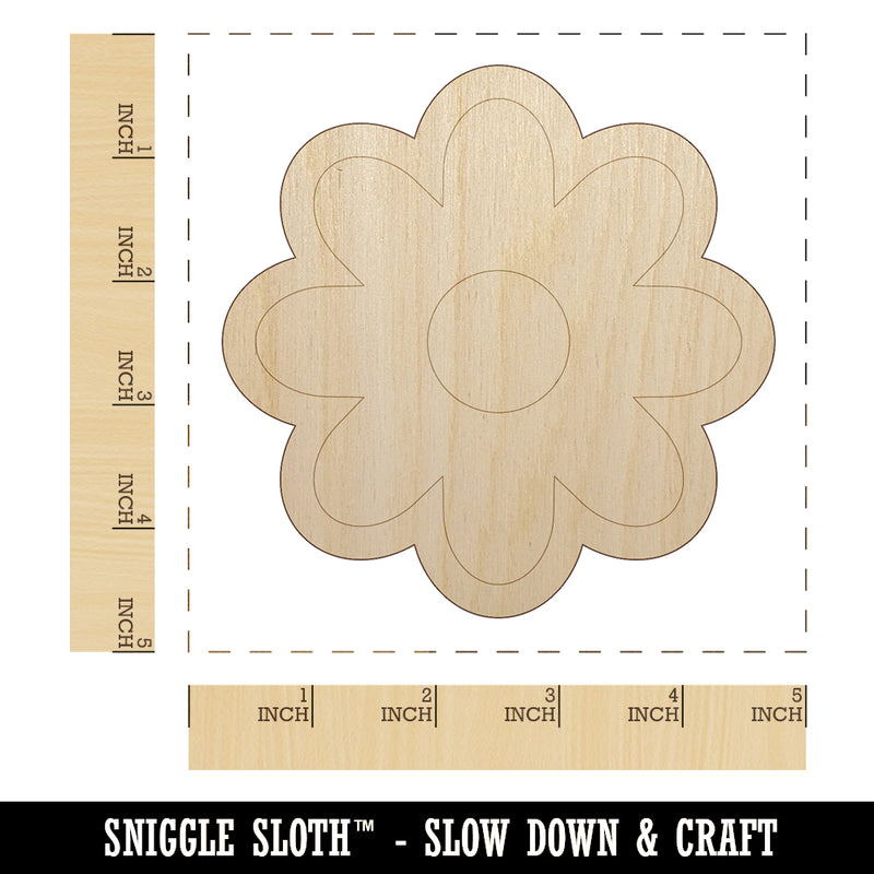 Flower Outline Unfinished Wood Shape Piece Cutout for DIY Craft Projects