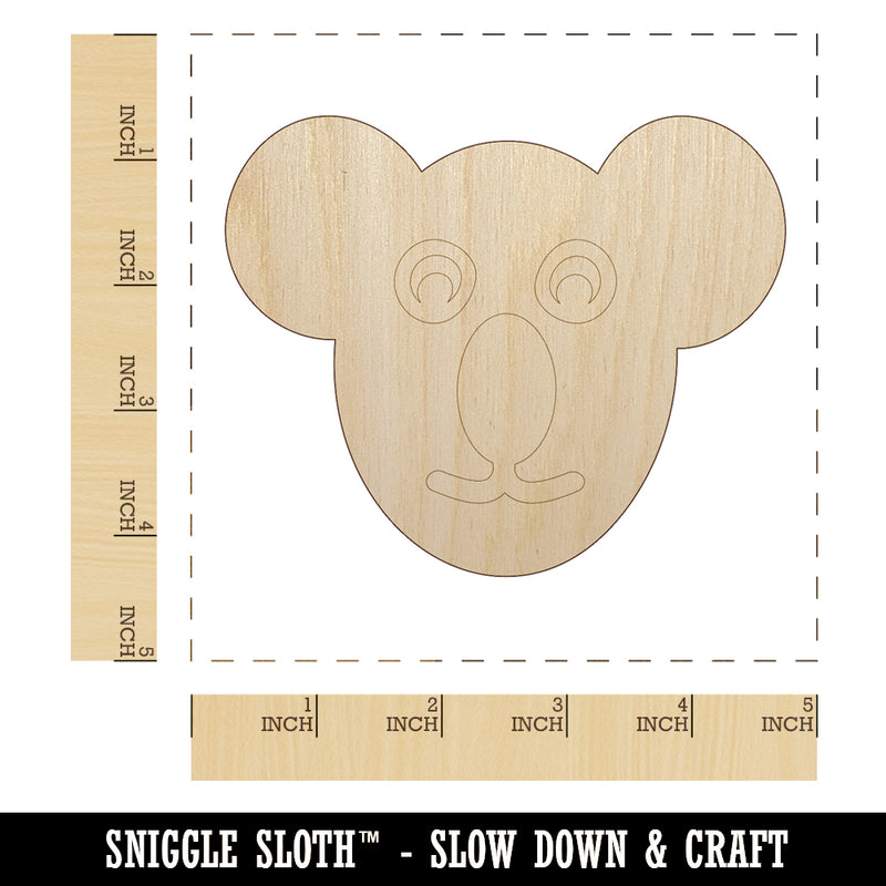 Koala Face Unfinished Wood Shape Piece Cutout for DIY Craft Projects