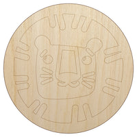 Lion Face Doodle Unfinished Wood Shape Piece Cutout for DIY Craft Projects
