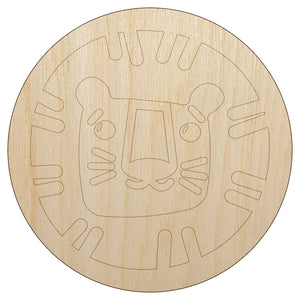Lion Face Doodle Unfinished Wood Shape Piece Cutout for DIY Craft Projects