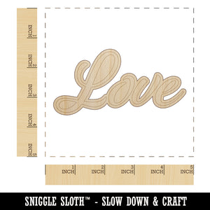 Love Cursive Text Unfinished Wood Shape Piece Cutout for DIY Craft Projects