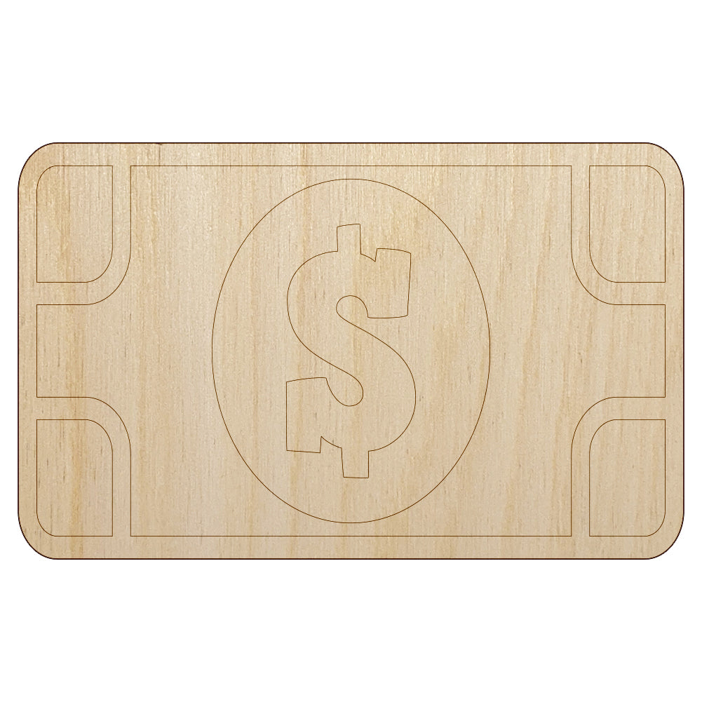 Money Cash Bills Unfinished Wood Shape Piece Cutout for DIY Craft Projects