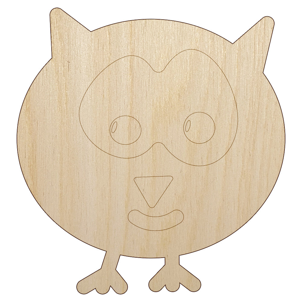 Owl Doodle Unfinished Wood Shape Piece Cutout for DIY Craft Projects