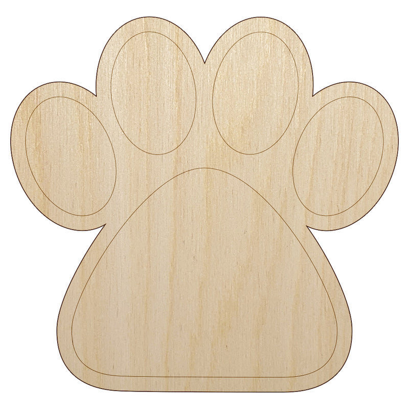 Paw Print Solid Unfinished Wood Shape Piece Cutout for DIY Craft Projects