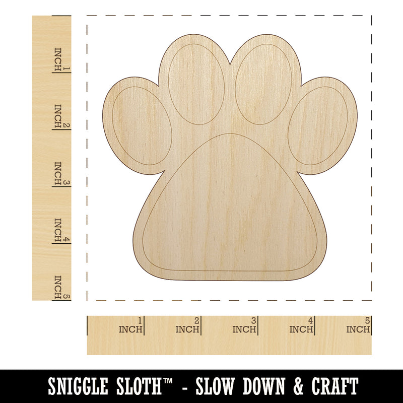 Paw Print Solid Unfinished Wood Shape Piece Cutout for DIY Craft Projects