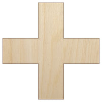 Plus Sign Solid Unfinished Wood Shape Piece Cutout for DIY Craft Projects