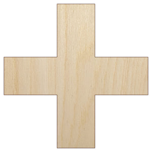 Plus Sign Solid Unfinished Wood Shape Piece Cutout for DIY Craft Projects