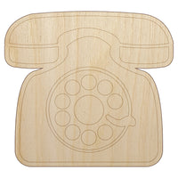 Rotary Dial Phone Unfinished Wood Shape Piece Cutout for DIY Craft Projects