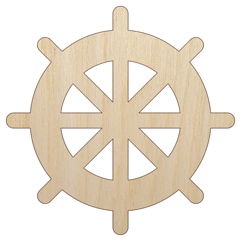 Ship Wheel Nautical Boat Unfinished Wood Shape Piece Cutout for DIY Craft Projects