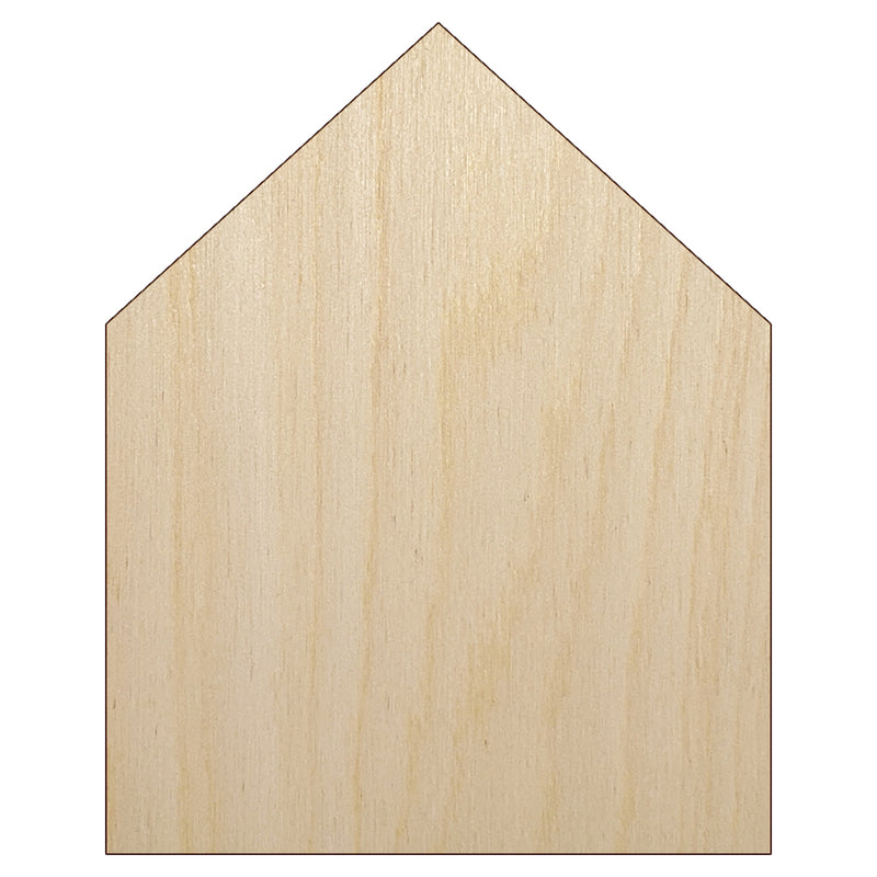 Simple House Solid Unfinished Wood Shape Piece Cutout for DIY Craft Projects