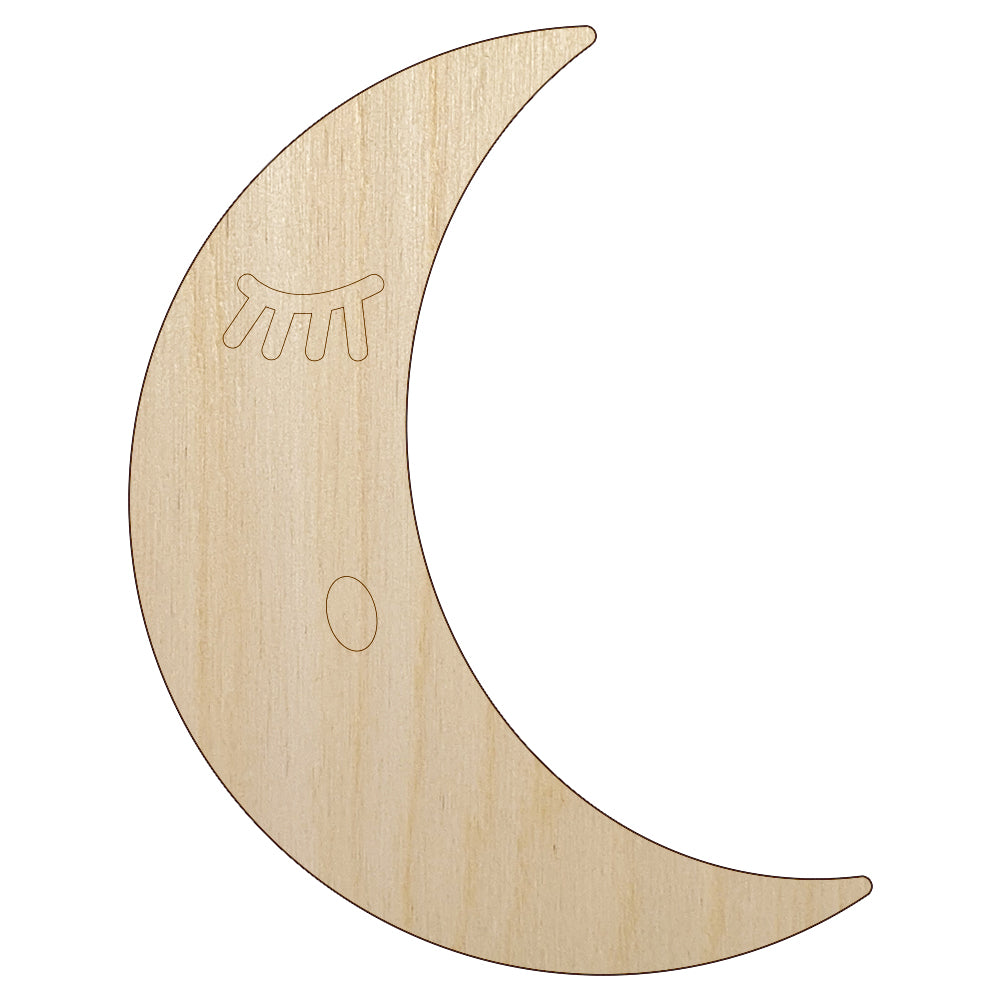 Sleeping Moon Unfinished Wood Shape Piece Cutout for DIY Craft Projects