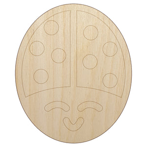Smiling Lady Bug Unfinished Wood Shape Piece Cutout for DIY Craft Projects