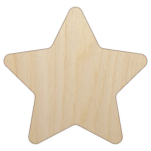Star Curved Points Unfinished Wood Shape Piece Cutout for DIY Craft Projects