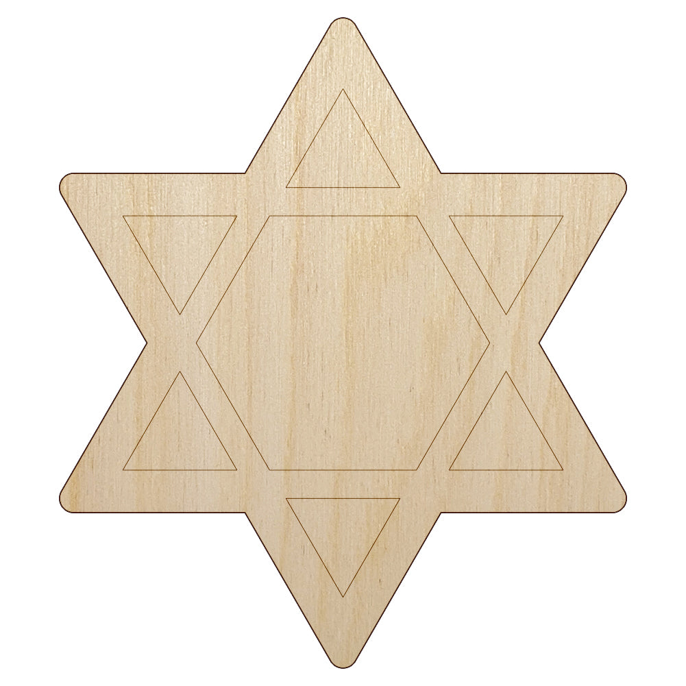 Star of David Jewish Unfinished Wood Shape Piece Cutout for DIY Craft Projects