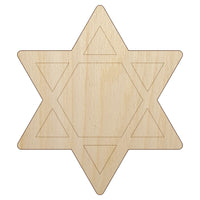 Star of David Jewish Unfinished Wood Shape Piece Cutout for DIY Craft Projects