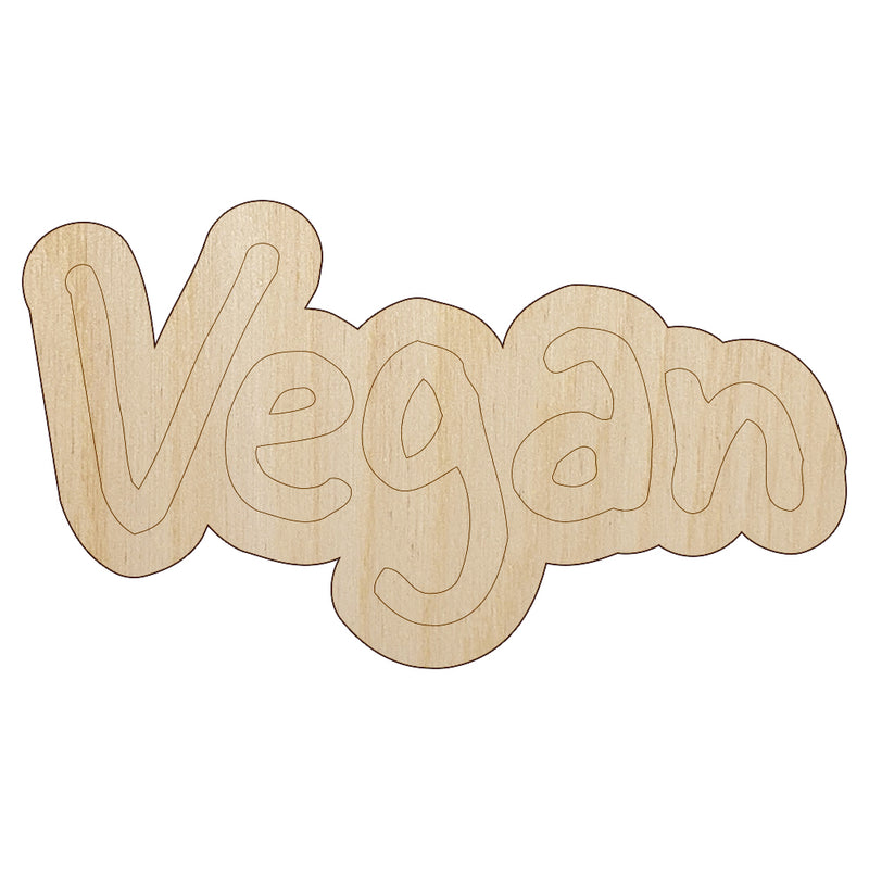 Vegan Text Unfinished Wood Shape Piece Cutout for DIY Craft Projects