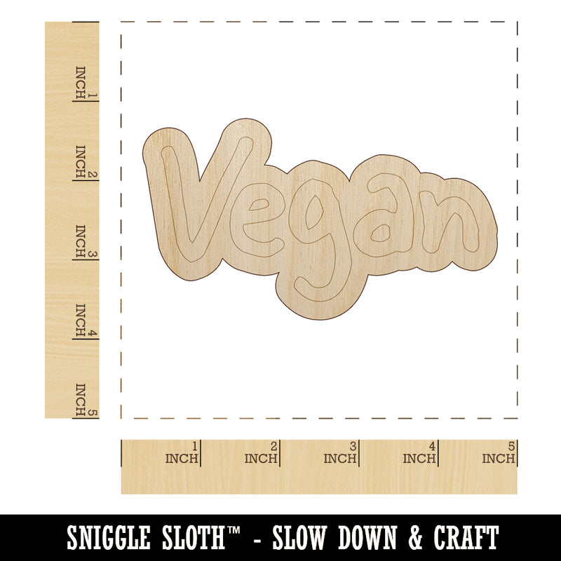 Vegan Text Unfinished Wood Shape Piece Cutout for DIY Craft Projects