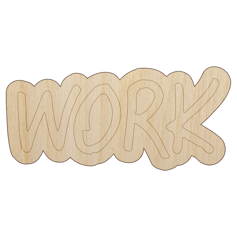 Work Text Unfinished Wood Shape Piece Cutout for DIY Craft Projects