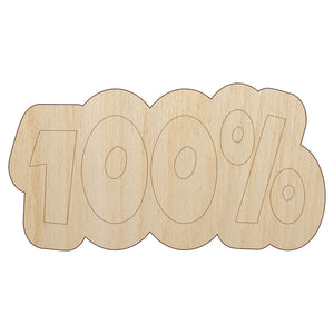 100 Percent Fun Text Unfinished Wood Shape Piece Cutout for DIY Craft Projects