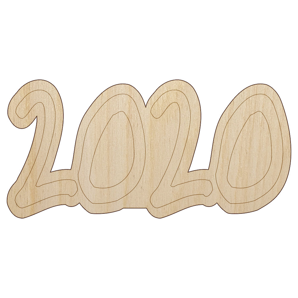 2020 Fun Font Unfinished Wood Shape Piece Cutout for DIY Craft Projects