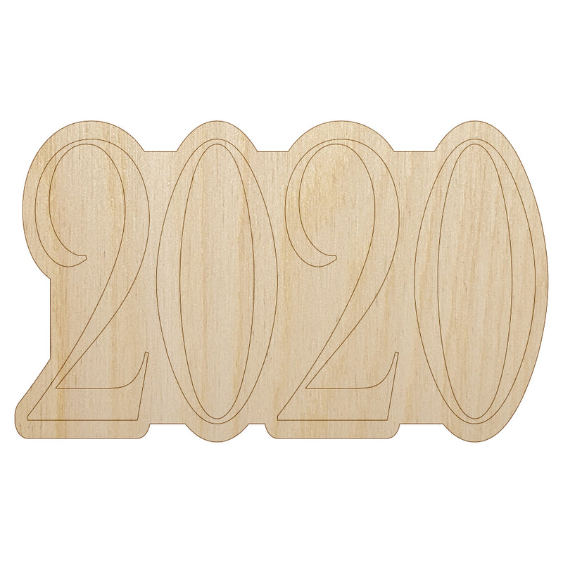 2020 Old Timey Font Unfinished Wood Shape Piece Cutout for DIY Craft Projects