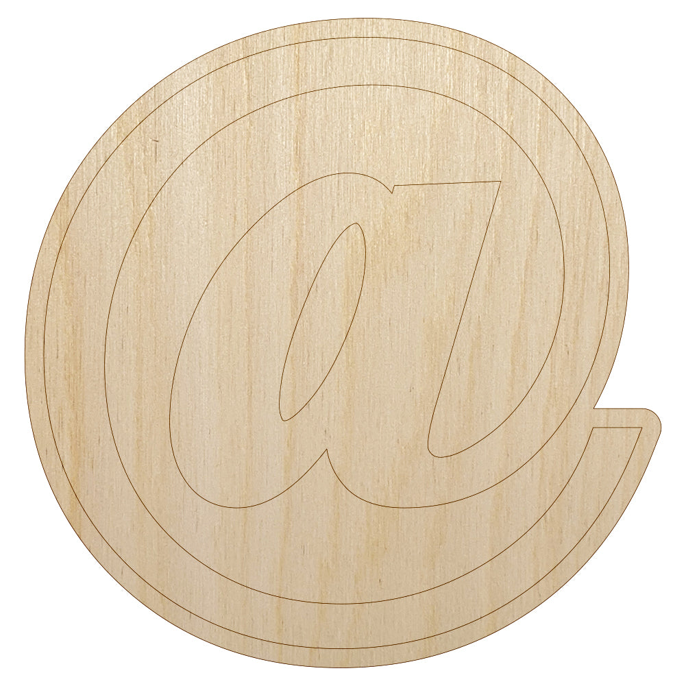 At Email Symbol Unfinished Wood Shape Piece Cutout for DIY Craft Projects