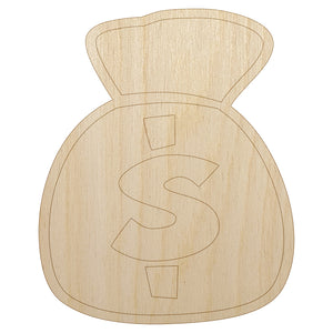 Bag of Money Unfinished Wood Shape Piece Cutout for DIY Craft Projects