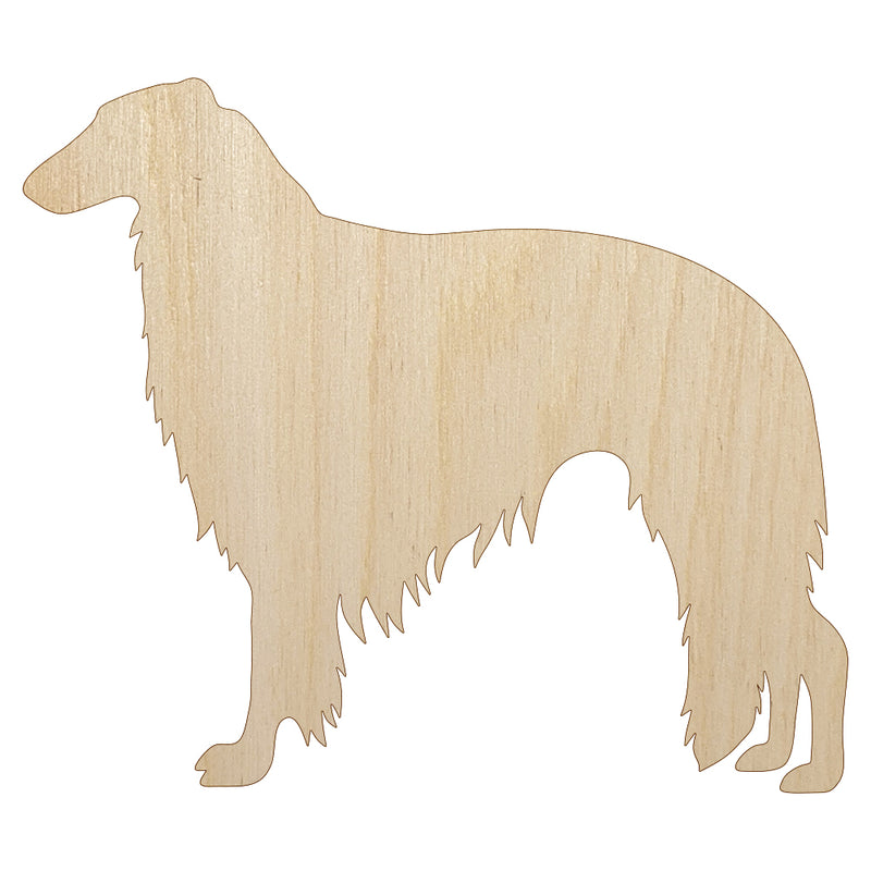 Borzoi Russian Wolfhound Dog Solid Unfinished Wood Shape Piece Cutout for DIY Craft Projects